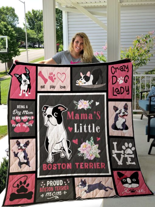 Buy Mama'S Little Boston Terrier Quilt Blanket & Quilt Bedding Set Great Customized Blanket Gifts For Birthday Christmas Thanksgiving