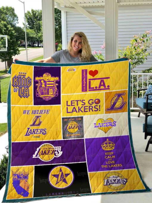 Buy Los Angeles Lakers Quilt Blanket & Quilt Bedding Set 01 - Meteew