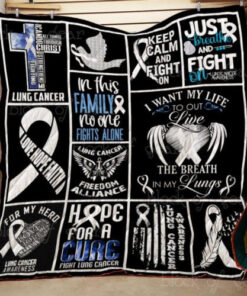 Buy Lung Cancer Awareness In This Family No One Fights Alone Quilt Blanket & Quilt Bedding Set Great Customized Blanket Gifts For Birthday Christmas Thanksgiving