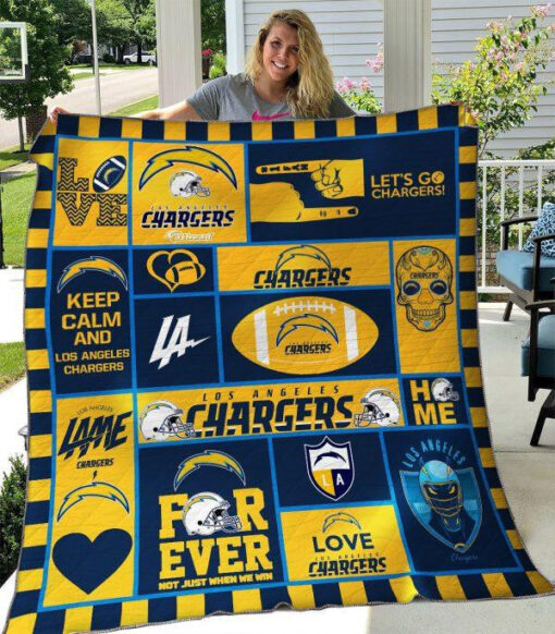 Buy Los Angeles Chargers Quilt Blanket & Quilt Bedding Set 01