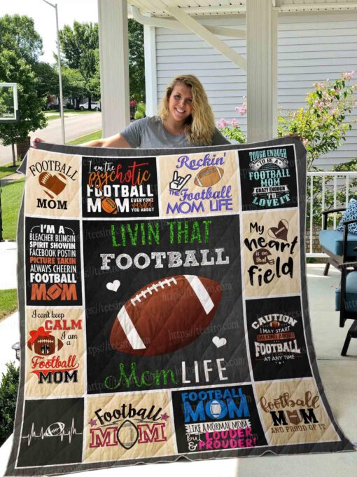 Buy Living That Football Mom Life Quilt Blanket & Quilt Bedding Set Great Customized Gifts For Birthday Christmas Thanksgiving Perfect Gifts For American Football Lover