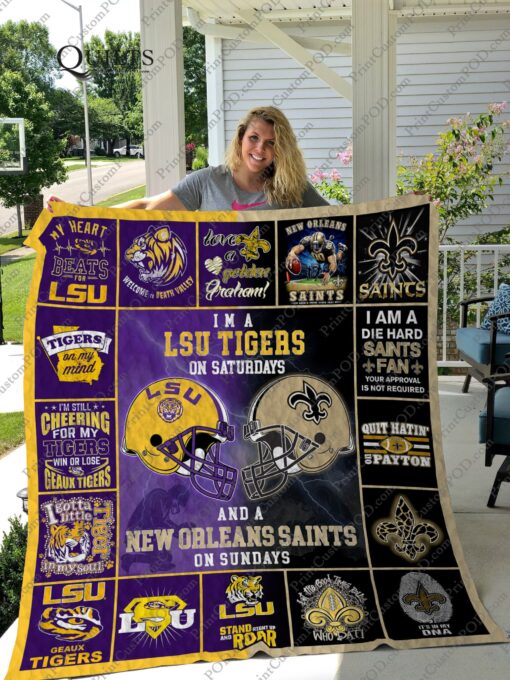 Buy Lsu Tigers &Amp;Amp; New Orleans Saints Quilt Blanket & Quilt Bedding Set