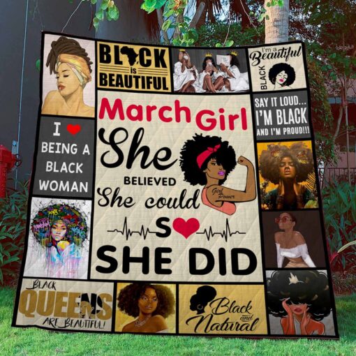 Buy March Girl She Believed She Could So She Did Quilt Blanket & Quilt Bedding Set Great Customized Blanket Gifts For Birthday Christmas Thanksgiving