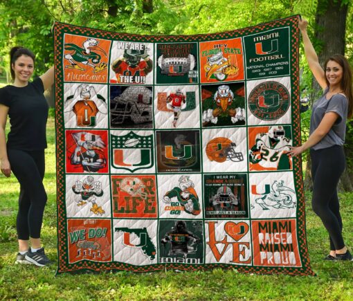 Buy Miami Hurricanes Quilt Blanket & Quilt Bedding Set - Meteew