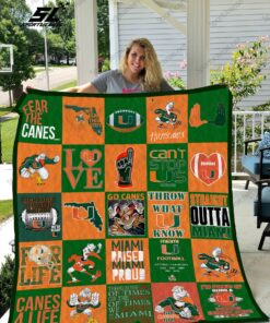 Buy Miami Hurricanes Quilt Blanket & Quilt Bedding Set 02