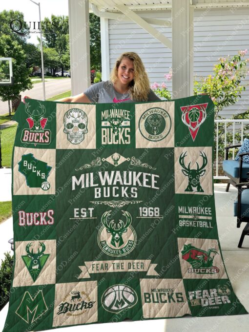 Buy Milwaukee Bucks Quilt Blanket & Quilt Bedding Set Ver 17