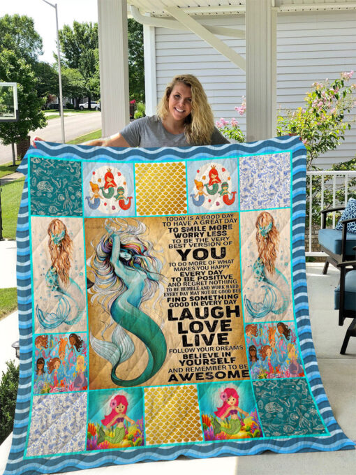 Buy Mermaid Believe In Yourself And Remember To Be Awesome Quilt Blanket & Quilt Bedding Set Great Customized Blanket Gifts For Birthday Christmas Thanksgiving