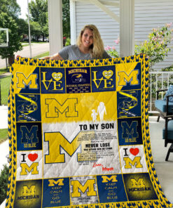 Buy Michigan Wolverines  To My Son  Love Mom Quilt Blanket & Quilt Bedding Set