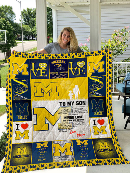 Buy Michigan Wolverines  To My Son  Love Mom Quilt Blanket & Quilt Bedding Set