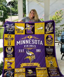 Buy Minnesota Vikings Quilt Blanket & Quilt Bedding Set Ver 17