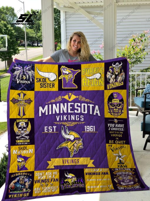 Buy Minnesota Vikings Quilt Blanket & Quilt Bedding Set Ver 17