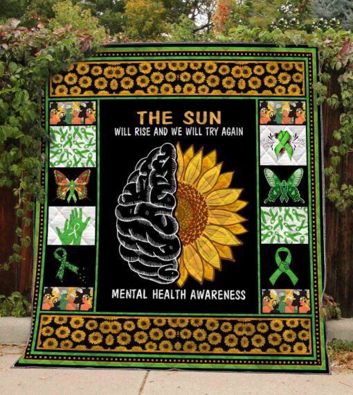 Buy Mental Health The Sun Will Rise And We Will Try Again Quilt Blanket & Quilt Bedding Set Great Customized Blanket Gifts For Birthday Christmas Thanksgiving