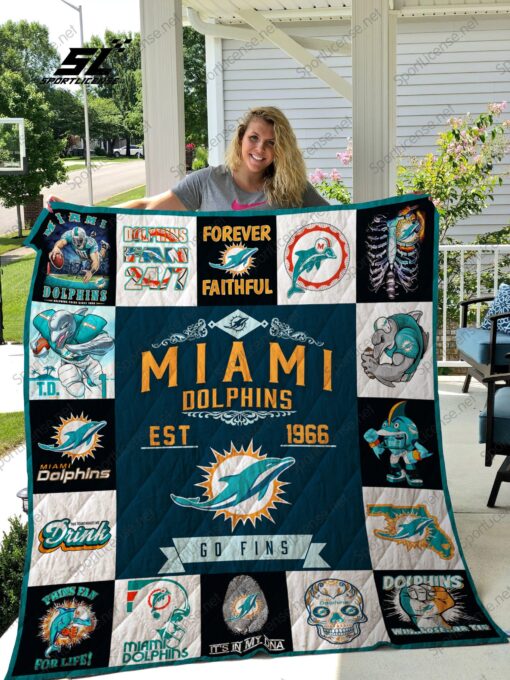 Buy Miami Dolphins Quilt Blanket & Quilt Bedding Set 01