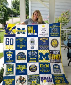 Buy Michigan Wolverines Quilt Blanket & Quilt Bedding Set 02