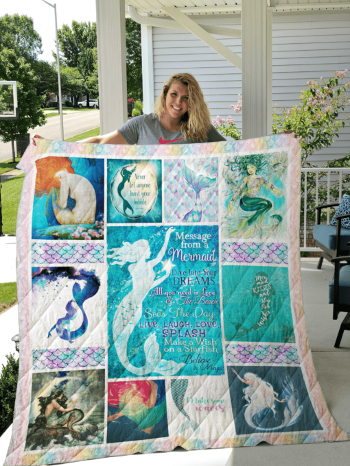 Buy Message From A Mermaid Make A Wish On A Starfish Believe In Magic Quilt Blanket & Quilt Bedding Set Great Customized Blanket Gifts For Birthday Christmas Thanksgiving