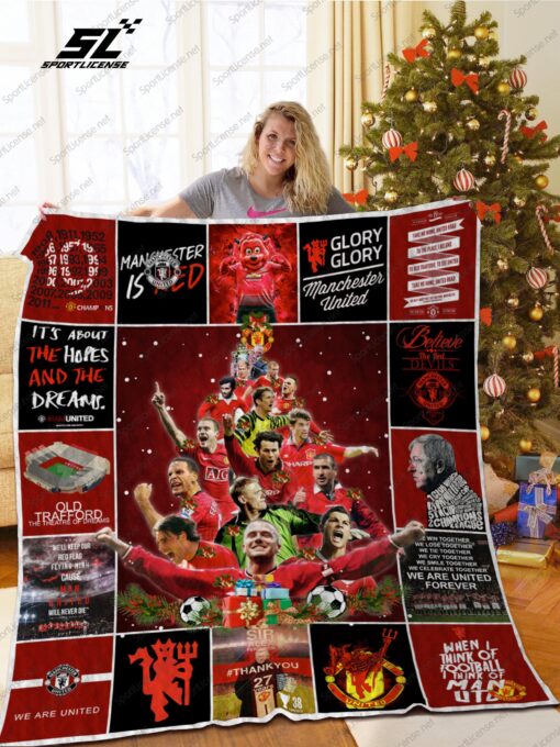 Buy Manchester United F.C. Christmas Quilt Blanket & Quilt Bedding Set Ver 17