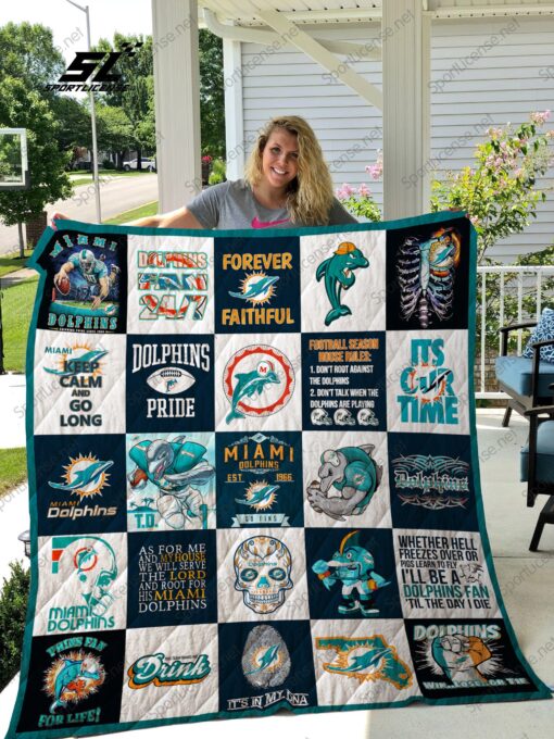 Buy Miami Dolphins Quilt Blanket & Quilt Bedding Set 02