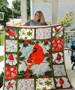 Buy Merry Christmas Red Cardinal Quilt Blanket & Quilt Bedding Set Great Customized Blanket Gifts For Birthday Christmas Thanksgiving