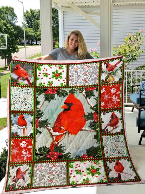 Buy Merry Christmas Red Cardinal Quilt Blanket & Quilt Bedding Set Great Customized Blanket Gifts For Birthday Christmas Thanksgiving