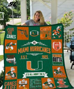 Buy Miami Hurricanes Quilt Blanket & Quilt Bedding Set 01 - Meteew