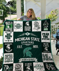 Buy Michigan State Spartans Quilt Blanket & Quilt Bedding Set 01