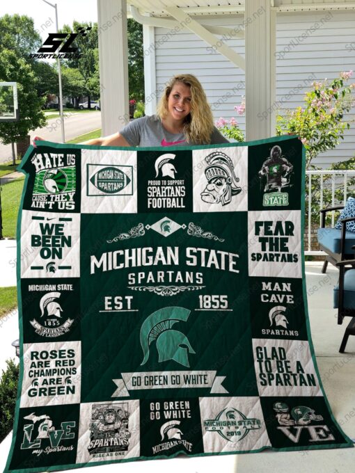 Buy Michigan State Spartans Quilt Blanket & Quilt Bedding Set 01