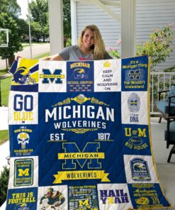 Buy Michigan Wolverines Quilt Blanket & Quilt Bedding Set 01