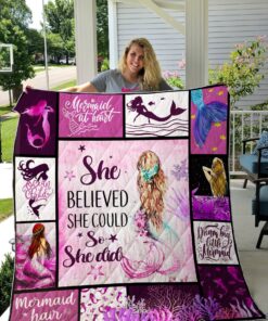 Buy Mermaid She Believed She Could So She Did Quilt Blanket & Quilt Bedding Set Great Customized Blanket Gifts For Birthday Christmas Thanksgiving