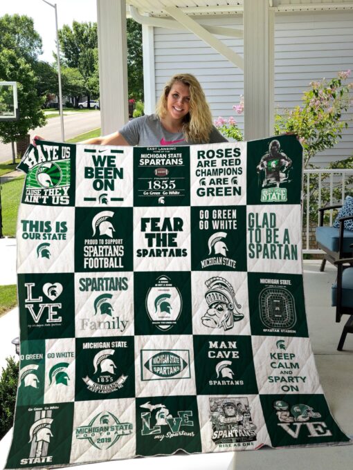 Buy Michigan State Spartans Quilt Blanket & Quilt Bedding Set 02