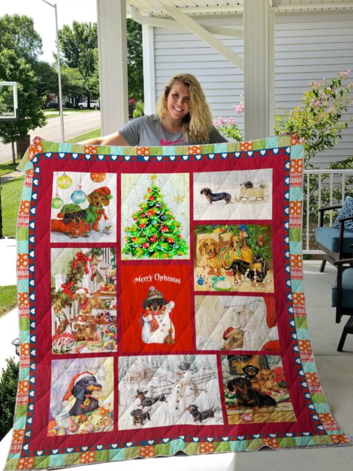 Buy Merry Christmas Dachshund Quilt Blanket & Quilt Bedding Set Great Customized Blanket Gifts For Birthday Christmas Thanksgiving