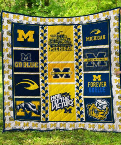 Buy Michigan Wolverines Football Quilt Blanket & Quilt Bedding Set Fan Made