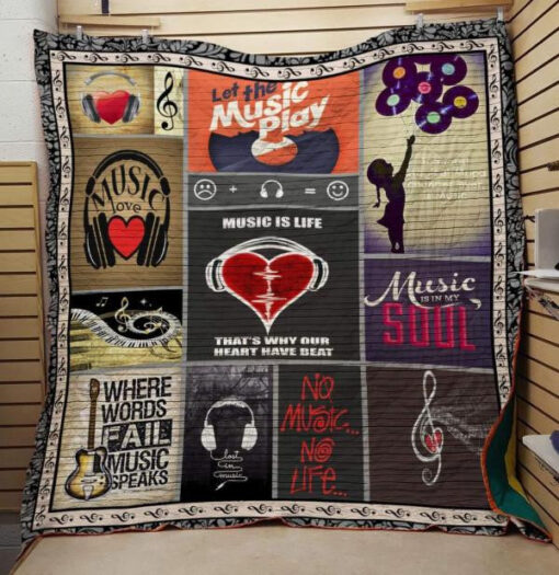 Buy Music Let The Music Play Quilt Blanket & Quilt Bedding Set Great Customized Gifts For Birthday Christmas Thanksgiving Perfect Gifts For Music Lover