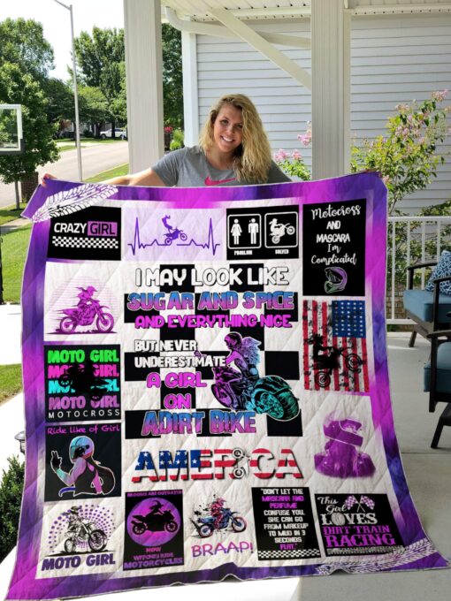 Buy Motocross Never Underestimate An Girl With A Dirt Bike Quilt Blanket & Quilt Bedding Set Great Customized Blanket Gifts For Birthday Christmas Thanksgiving