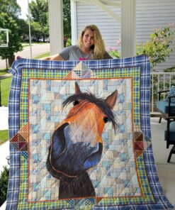 Buy Naive Horse Face With Geometric Pattern Quilt Blanket & Quilt Bedding Set Great Customized Blanket Gifts For Birthday Christmas Thanksgiving