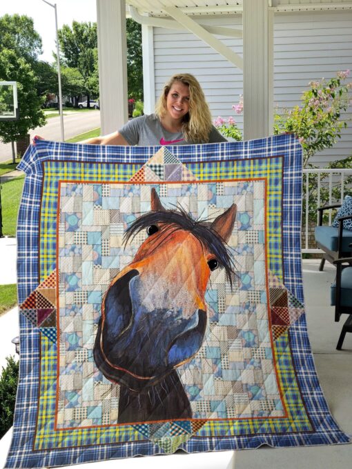 Buy Naive Horse Face With Geometric Pattern Quilt Blanket & Quilt Bedding Set Great Customized Blanket Gifts For Birthday Christmas Thanksgiving