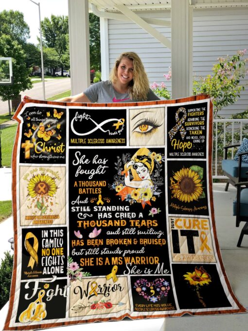 Buy Multiple Sclerosis Warrior In This Family No One Fights Alone Quilt Blanket & Quilt Bedding Set Great Customized Blanket Gifts For Birthday Christmas Thanksgiving