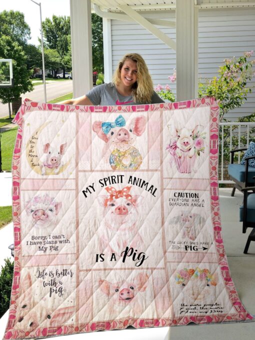 Buy My Spirit Animal Is A Pig Quilt Blanket & Quilt Bedding Set Great Customized Blanket Gifts For Birthday Christmas Thanksgiving