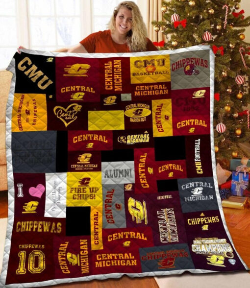 Buy Ncaa Central Michigan Chippewas Quilt Blanket & Quilt Bedding Set #1325