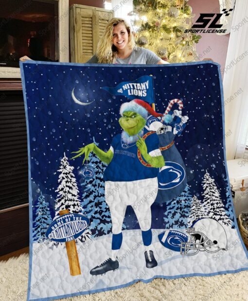 Buy Penn State Nittany Lions Grinch Santa Quilt Blanket & Quilt Bedding Set