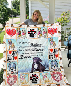 Buy Pitbull Signs From Heaven Show Up To Remind You Love Never Dies Quilt Blanket & Quilt Bedding Set Great Customized Blanket Gifts For Birthday Christmas Thanksgiving