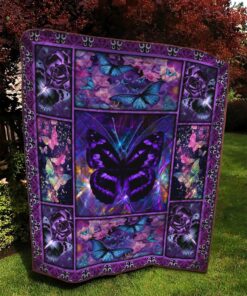 Buy Purple Butterfly Quilt Blanket & Quilt Bedding Set Great Customized Blanket Gifts For Birthday Christmas Thanksgiving