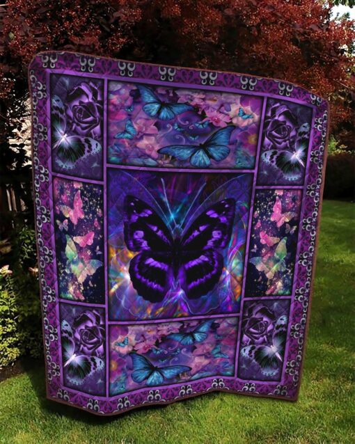 Buy Purple Butterfly Quilt Blanket & Quilt Bedding Set Great Customized Blanket Gifts For Birthday Christmas Thanksgiving