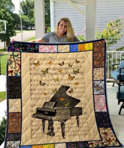 Buy Piano Sheet Music Butterfly Quilt Blanket & Quilt Bedding Set Great Customized Gifts For Birthday Christmas Thanksgiving Perfect Gifts For Piano Lover