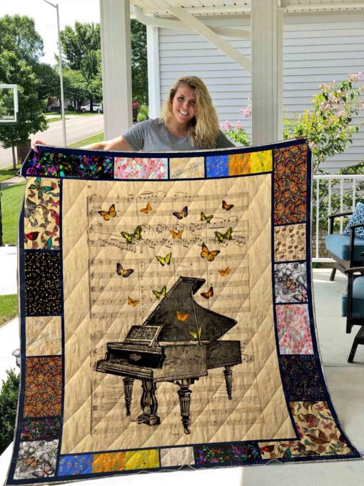 Buy Piano Sheet Music Butterfly Quilt Blanket & Quilt Bedding Set Great Customized Gifts For Birthday Christmas Thanksgiving Perfect Gifts For Piano Lover