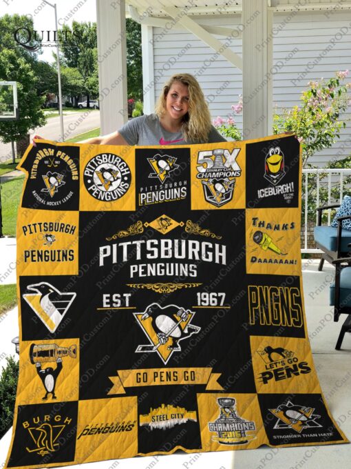 Buy Pittsburgh Penguins Go Pens Go Quilt Blanket & Quilt Bedding Set Great Customized Blanket Gifts For Birthday Christmas Thanksgiving