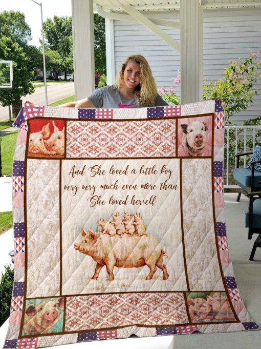 Buy Pig And She Loved A Little Boy Very Much More Than She Loved Herself Quilt Blanket & Quilt Bedding Set Great Customized Blanket Gifts For Birthday Christmas Thanksgiving