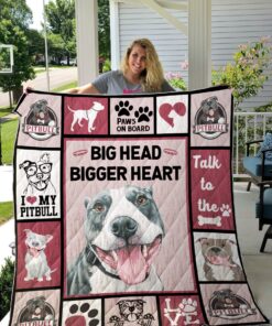 Buy Pitbull Big Head Bigger Heart Quilt Blanket & Quilt Bedding Set Great Customized Blanket Gifts For Birthday Christmas Thanksgiving