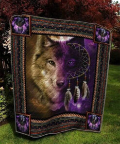 Buy Purple Wolf Dreamcatcher Quilt Blanket & Quilt Bedding Set Great Customized Blanket Gifts For Birthday Christmas Thanksgiving