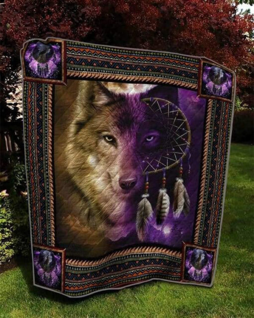 Buy Purple Wolf Dreamcatcher Quilt Blanket & Quilt Bedding Set Great Customized Blanket Gifts For Birthday Christmas Thanksgiving