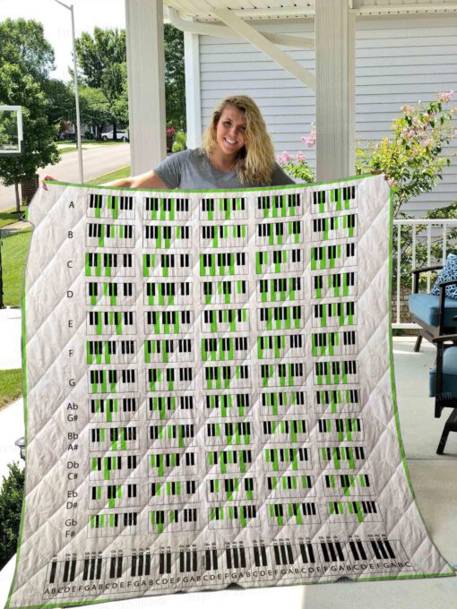 Buy Piano Chords Green Black And White Quilt Blanket & Quilt Bedding Set Great Customized Gifts For Birthday Christmas Thanksgiving Perfect Gifts For Piano Lover